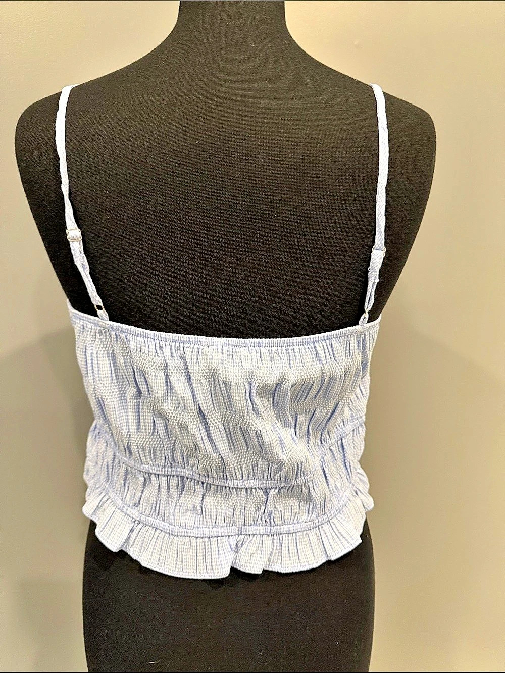 Shinestar Gingham Ruffle Camisole in Blue & White Like New - Picture 2 of 3